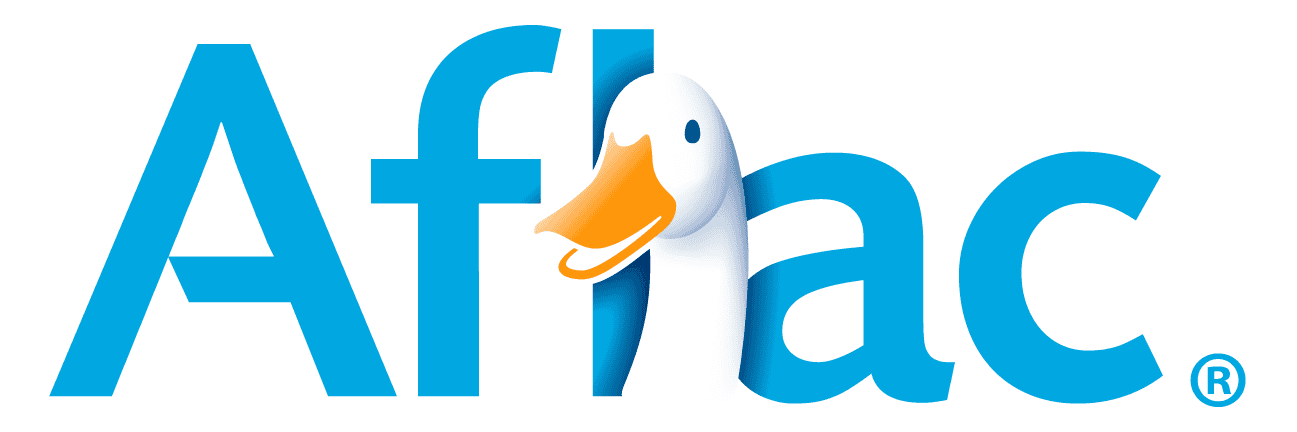 Aflac logo with a duck mascot integrated into the text